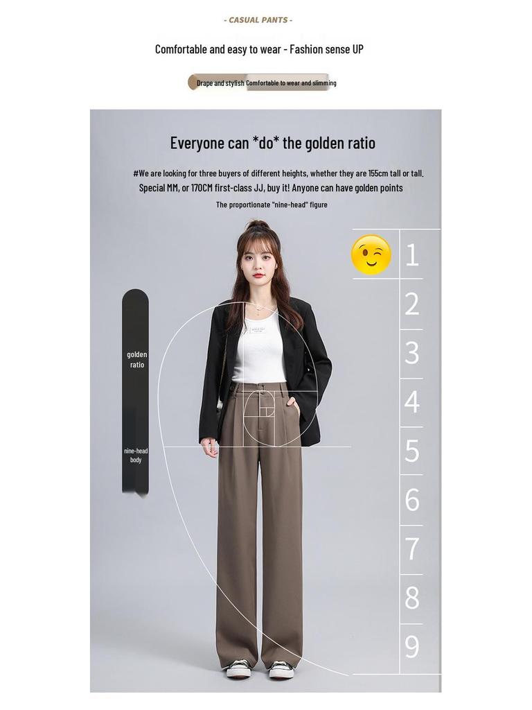 Women's Spring 2025 Straight Leg High Waist Casual Wide Leg Pants