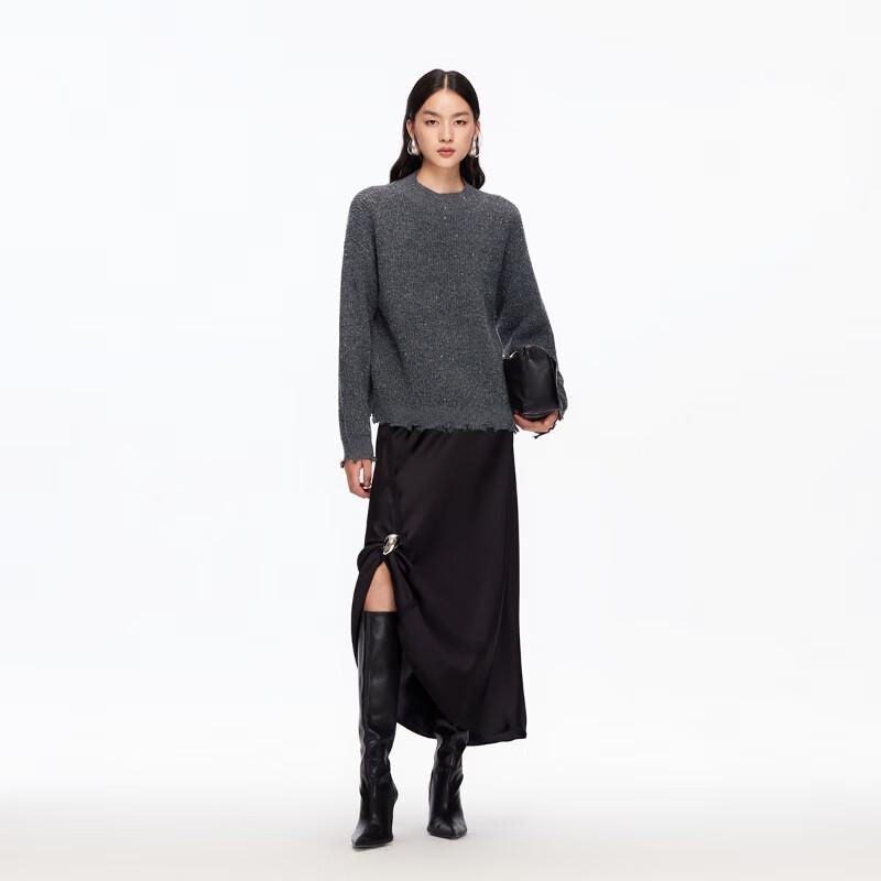 VEROMODA Women's Drop-Shoulder Sparkle Knit Round Neck Sweater