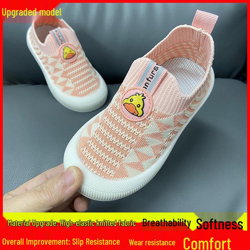 Hohle atmungsaktive Mesh Flyknit Slip-On Schuhe für Kinder - Rutschfeste weiche Sohle, lässige Babyschuhe