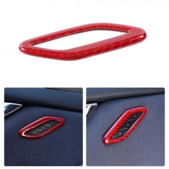 Red Carbon Fiber Seat Memory Switch Cover For Maserati Ghibli Quattroporte 14-22