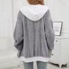 Women S Loose Plush Zip Up Hooded Coat For Autumn Winter