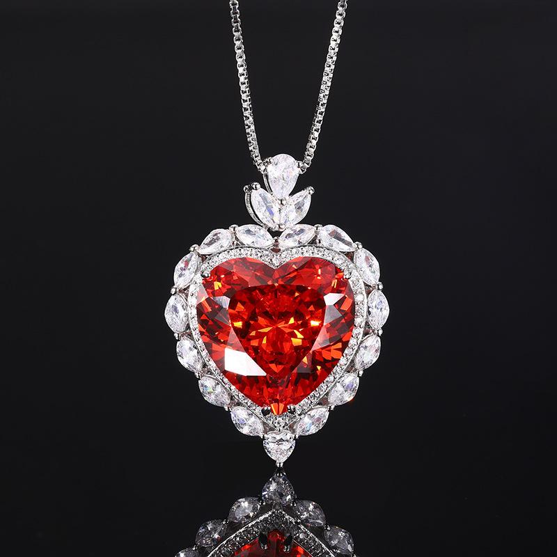 Jewelry Bird'S Nest Cut Retro Large Heart Pendant Necklace Main Stone 20 * 20