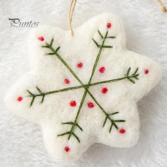Reusable Felt Festive Wall Hangings Christmas Snowflake Ornament, Handmade Wool Tree/Heart/Snowflake Shaped Handcrafted Seasonal Decor Tree