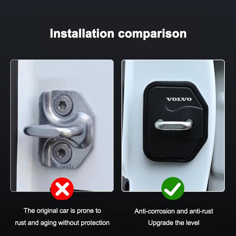 Car Door Mute Damping Cushion Silicone Door Lock Buckle Door Protective Cover For Volvo Xc60 Xc90 V40 V60 S60 V50 V90 S80 C40