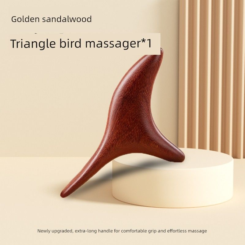Triangle-Shaped Golden Sandalwood Foot Massager, Acupoint Massage Tool, Foot Scraping Board Gadget [New Upgrade] Golden Sandalwood Triangle Bird*1