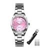 Women's Watch Stylish Silver Stainless Steel Waterproof Business Classic Arm Watch Ladies Analog Quartz Brand Casual Simple Women's Luxury Gift Pink