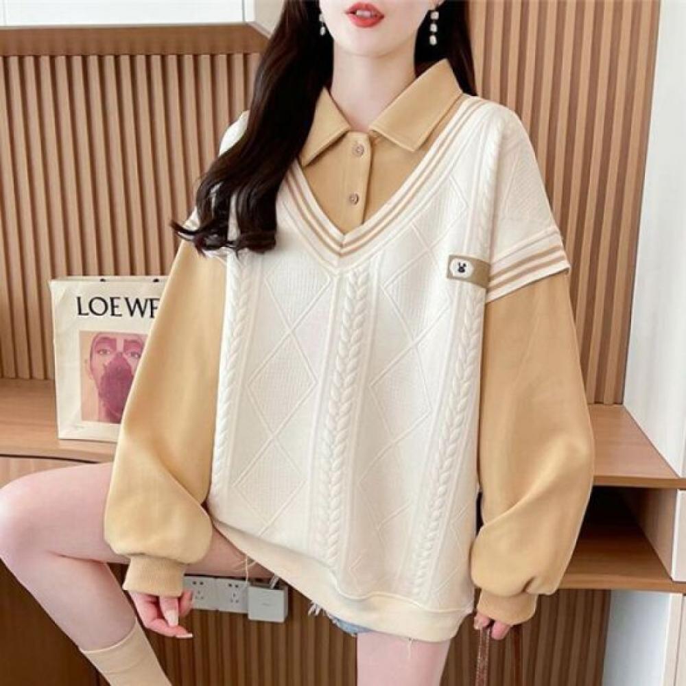 Navava Casual Two In One Collar Long Sleeve Sweatshirt Nt2290