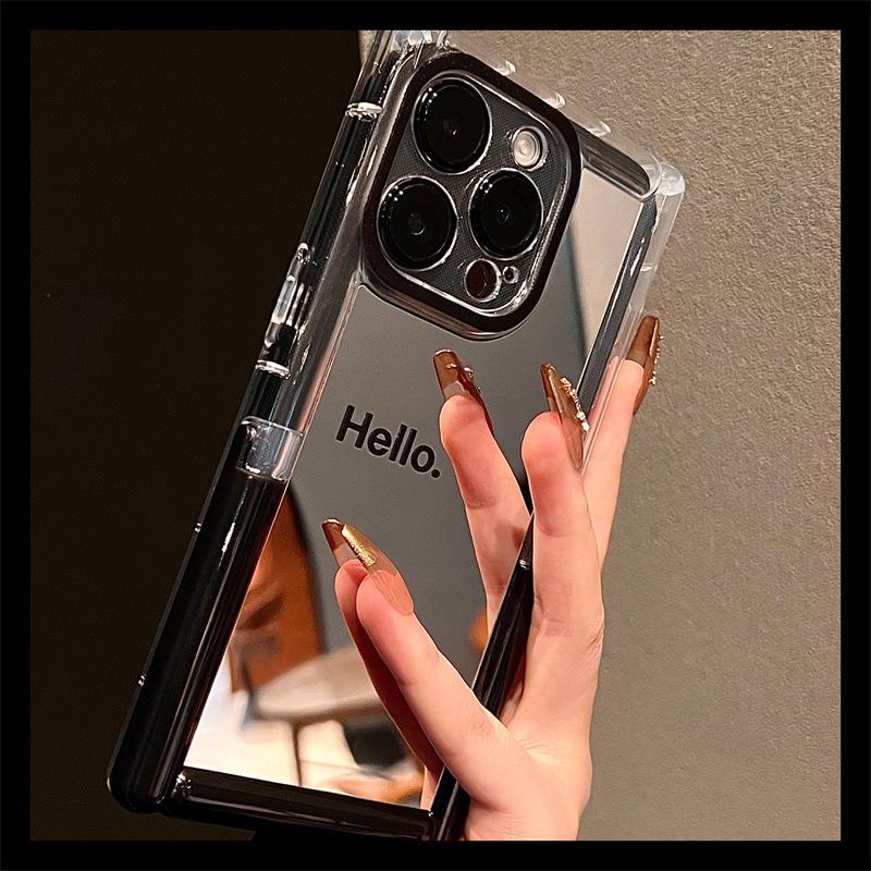 English mirror Roman bracket for iphone15pro max mobile phone case Apple 16/14 personalized protective case