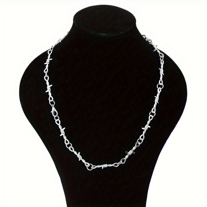 Punk Statement Necklace - Funky Twisted Spiked Thorns & Barbed Wire Chain Men's Woman
