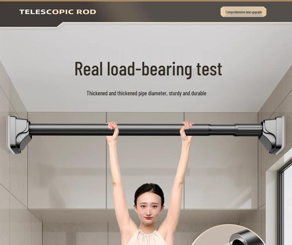 No-Drill Retractable Clothes Drying Rod for Curtain and Wardrobe Support - Nail-Free Bathroom or Shower Drying Rack.