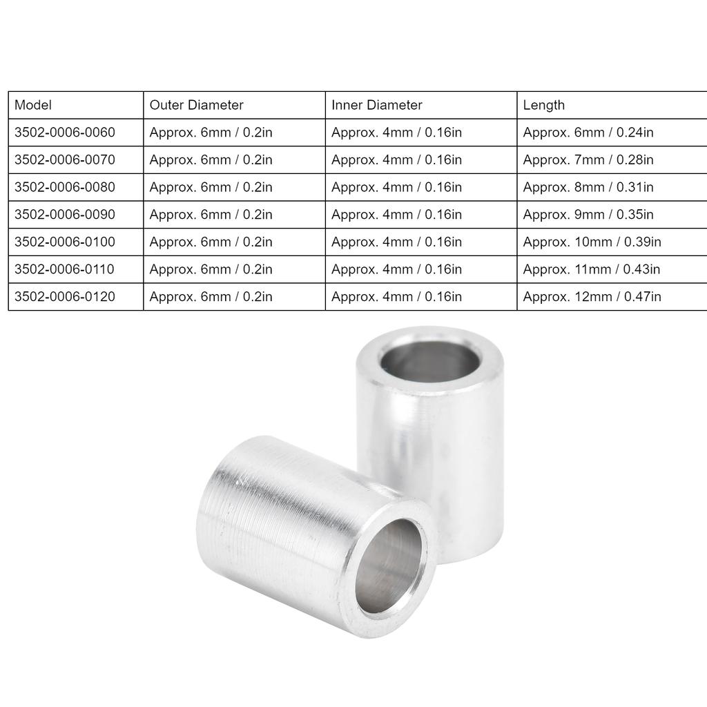 10Pcs Aluminum Alloy Spacer Round Unthreaded Standoff Support Accessories Outer Diameter 6mm