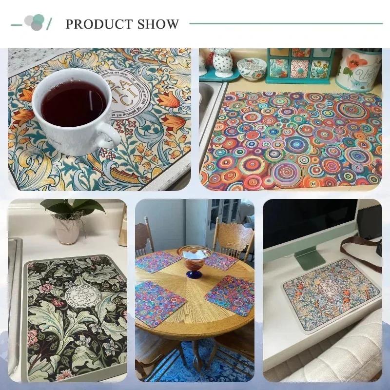 Nowoczesna Mata do Suszenia Naczyń Marmurowa Mata z Kamyka Okrzemkowego do Kuchni Domu Łazienki Mata Antypoślizgowa Super Chłonna Dekoracja Strefy Toaletowej Maty Odpływowe