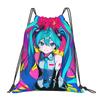 Bolsas con Cordón Personalizadas de Hatsune Anime Miku para Compras Mochilas de Yoga Hombres Mujeres Bonitas Deportivas Gimnasio Mochila Saco