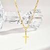 Vnox Compact Cross Pendant Necklace For Women, Stainless Steel Gold Color Religion Charm Choker Jewelry Lucky Gift