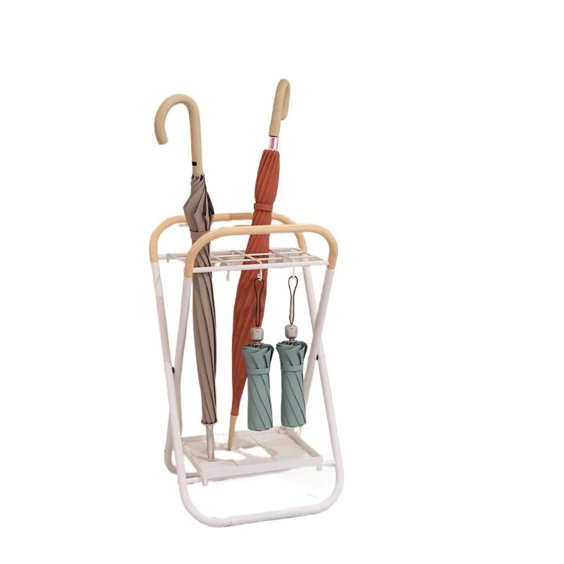 Creative Home Umbrella Storage Stand, Entryway Rain Gear Organizer, Commercial Hooked Rain Holder, Iron Umbrella Rack