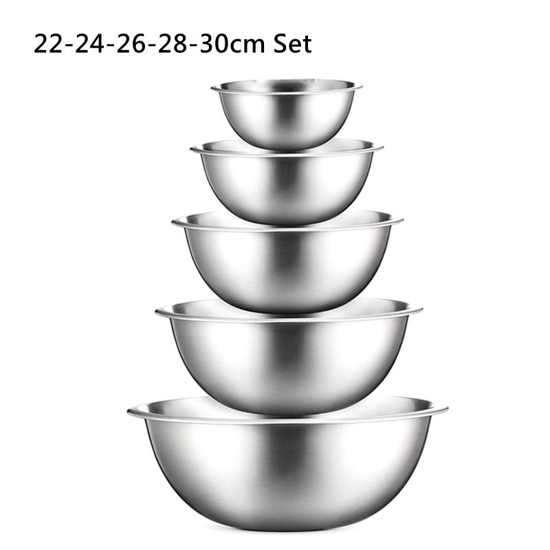 Set boluri de salată din oțel inoxidabil 304 de capacitate mare de 16-32 cm, bol pentru amestecare, pentru prepararea de bucătărie, recipient pentru depozitarea legumelor