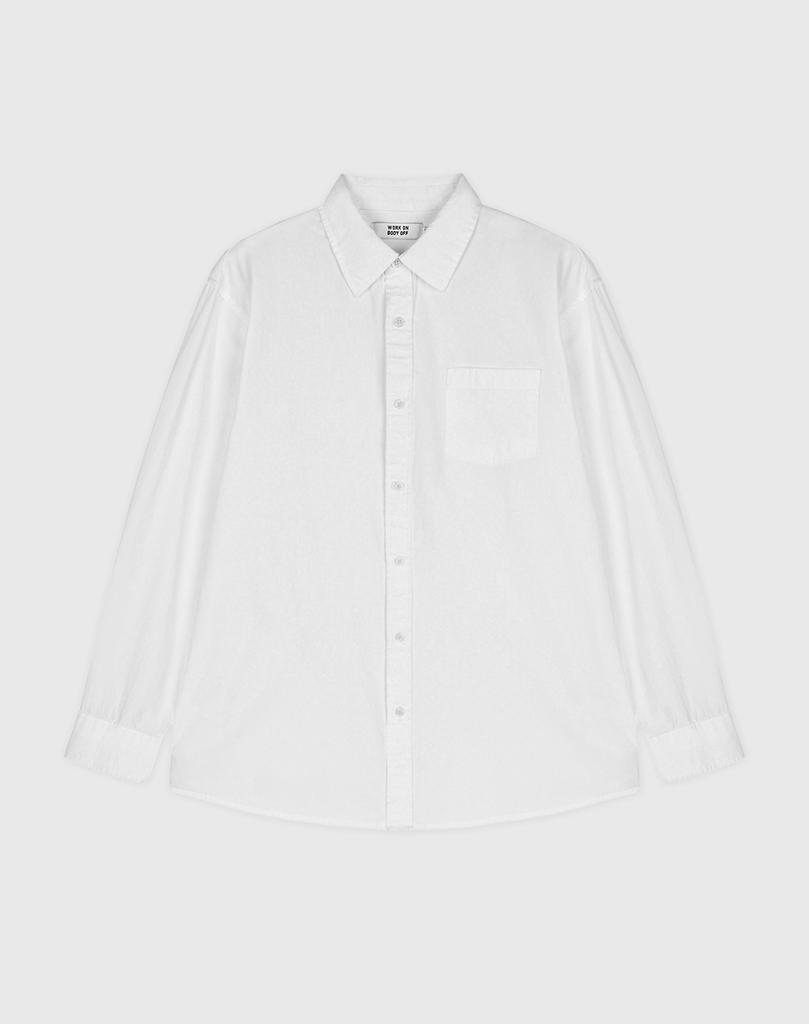 WORK ON BODY OFF Steady Oversized Cotton Shirt [White]