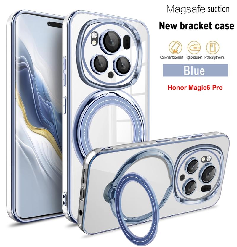 

Magsafe покрытие ТПУ магнитное кольцо чехол для беспроводной зарядки для Honor Magic6 Magic 6 Pro защита объектива прозрачная крышка For Magic 6 Pro синий