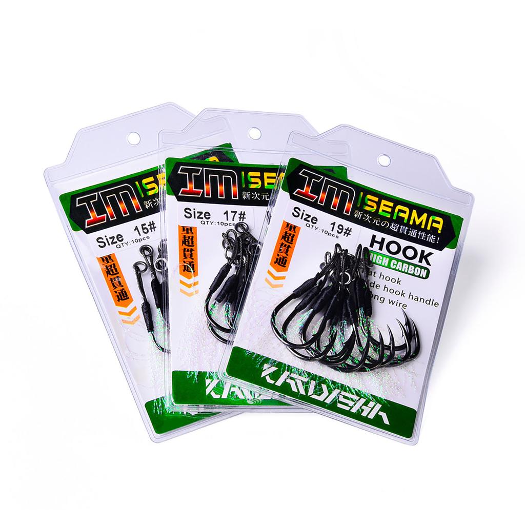 10pcs Lure Barbed Fishing Hooks 11-13-15-16-17-18-19# Sea Fishing Fishhook With Feather Fishing Tackle Accessories