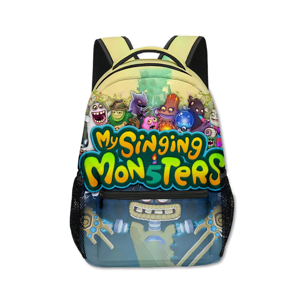 Mochilas Escolares para Estudiantes de My Singing Monsters de Lujo con Novedad, Mochilas para Cuadernos con Estampado 3D de Oxford Impermeables, Mochilas de Viaje para Niños/Niñas