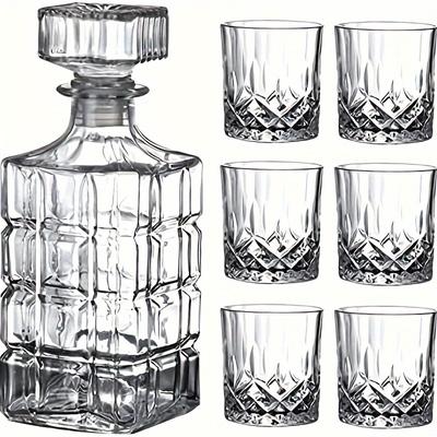 3/6 Pcs Wine Glass Decanter Set Double Wall Glasses For Whiskey Brandy Scotch Bourbon Vodka Perfect Gift For Men Kitchen Supplies Bar Supplies
