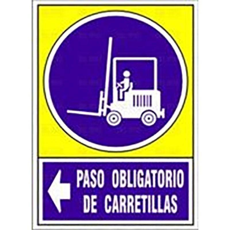 DUVER - SEÑAL 658 PLAST.345x245''P.OBL.CARRET''IZD PASO OBLIGATORIO DE CARRETILLAS IZQUIERDA