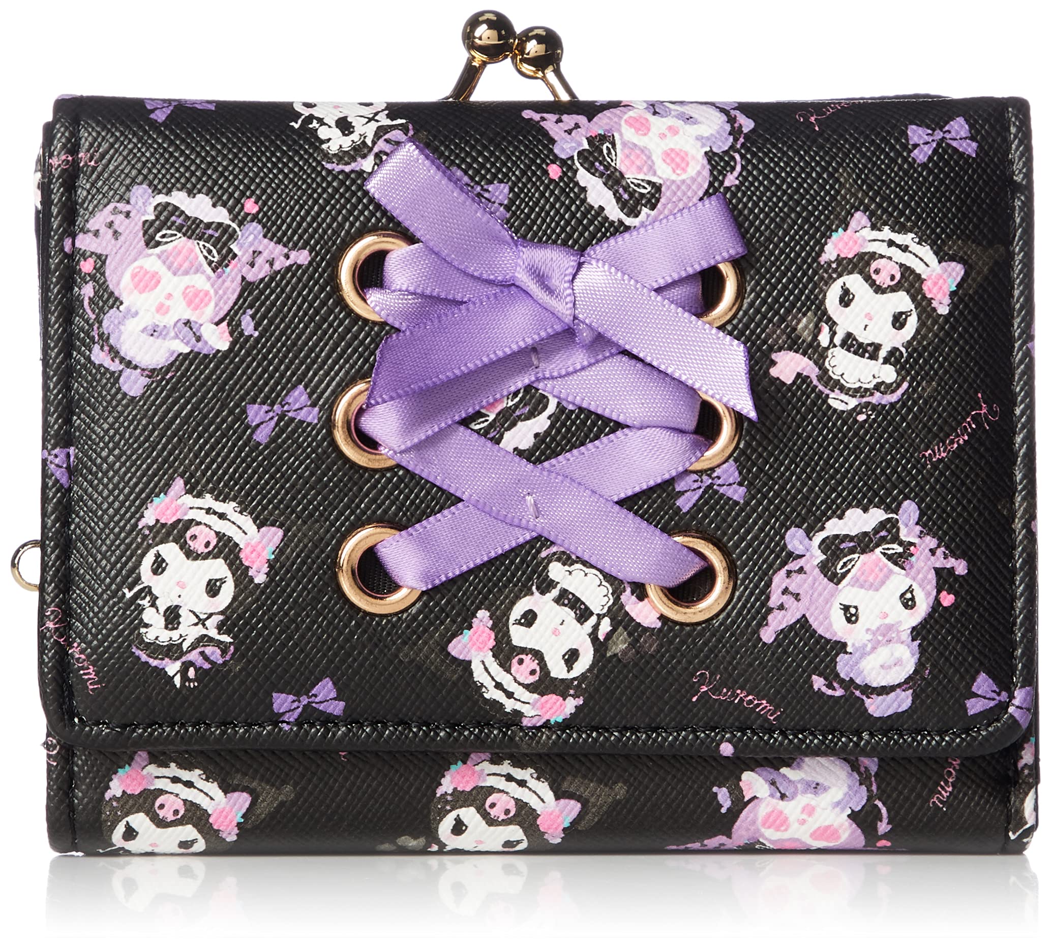 

Кошелек Trifold Gamaguchi Sanrio Kuromi KU3 Черный [Aldi] Женский