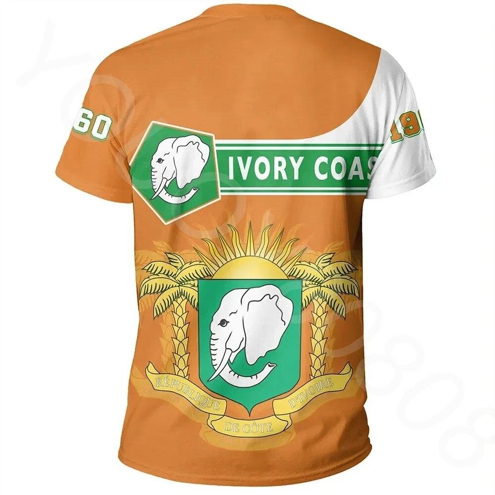 Summer Africa Round Neck Short Sleeve T-Shirt Men's 3D Printing - Ivory Coast Tee Pentagon Style