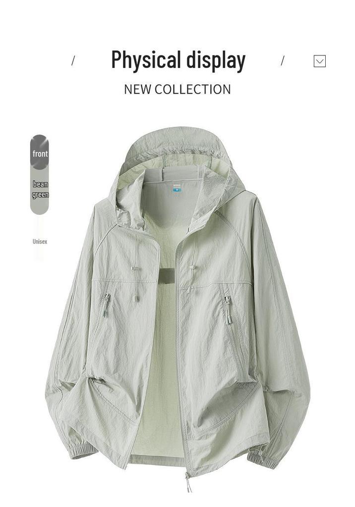 Unisex Lightweight Hooded Sun Protection Jacket - Breathable & Customizable for Outdoor Summer Activities