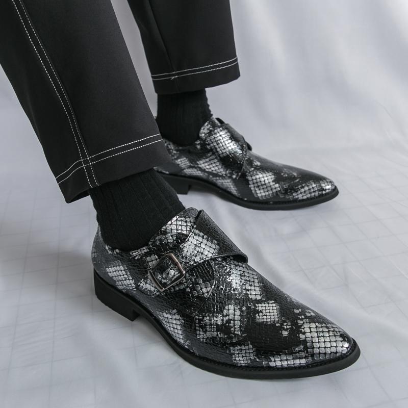 Men Printing Monks Loafers Shoes Wedding Party Shoes Casual Formal Business Leather Dress Prom Nightclub Shoes Plus Size