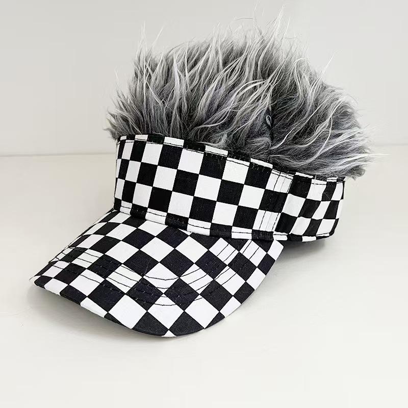 Men Synthetic Short Hair Baseball Cap Spiked Hair Wig Hat Fake Hair Adjustable Sun Protection UV Blocking Visor Fancy Performance Hip-Hop Headwear