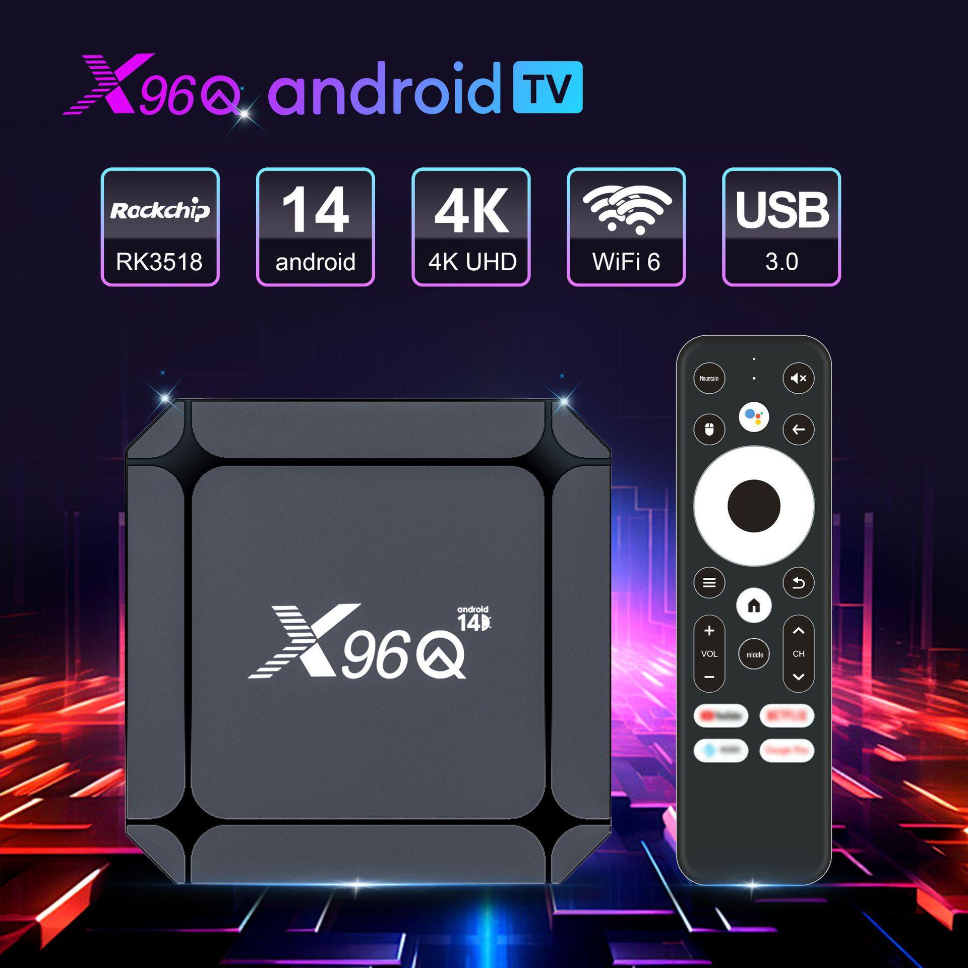 

X96Q RK3518 Android 14 4K TV Box with WiFi6 and HD Decoding Set-Top X96Q RK3518 2G16G US Plug
