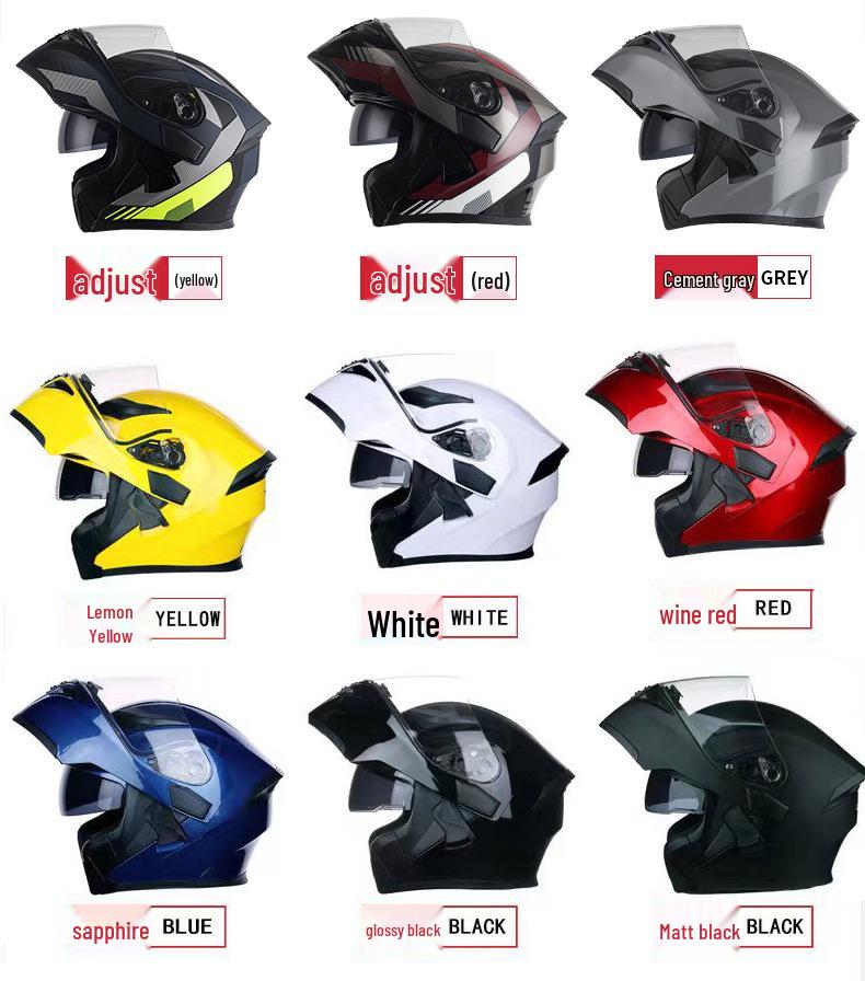 Jiekai Men's DOT Standard Flip-up Electric Motorcycle Helmet with Double Visor, All-Season Safety Gear