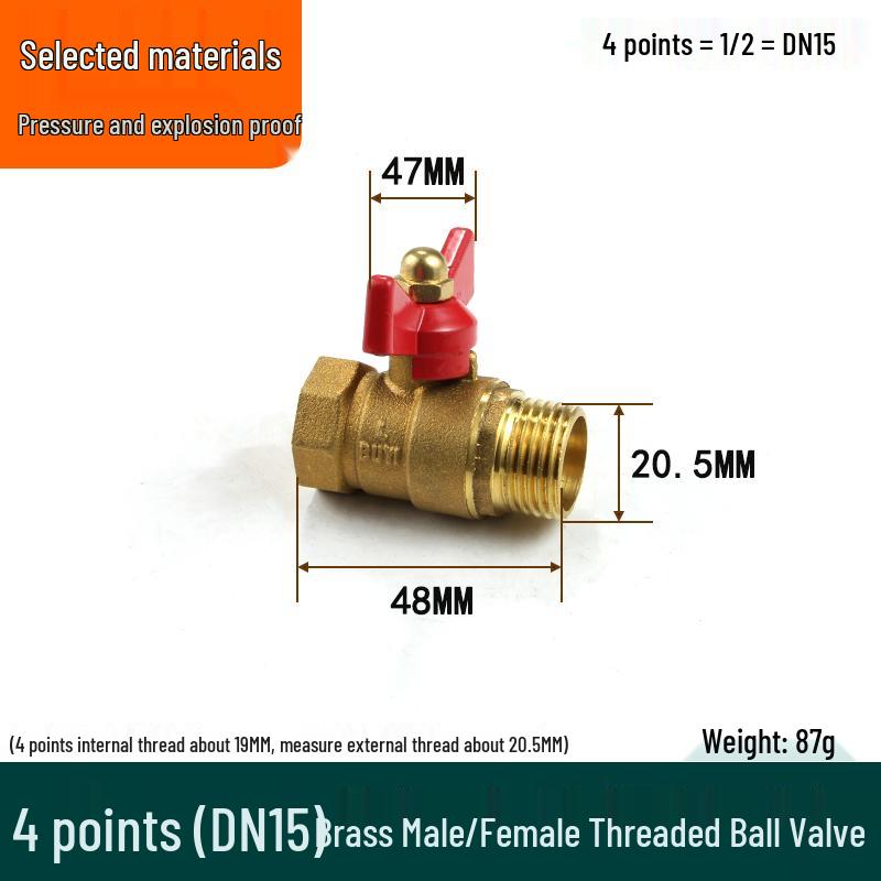 Check Valve: All-Copper Pneumatic Ball Valve – Thickened Tap Water Pipe Switch, Available in 4, 6, and 2-Point Mini Sizes
