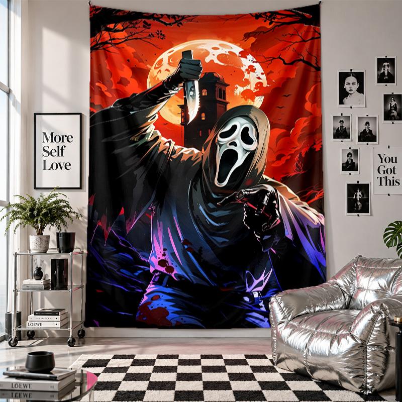 Wall TapestryScream Ghostface Art Hanging Cloth Decorative Background Cover for Room Decoration