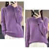 IHUASU Autumn and Winter Wool Sweater Women's Semi-high Neck Jumper Loose Large Size Versatile Knitted Bottoming Shirt Thin Cashmere Sweater