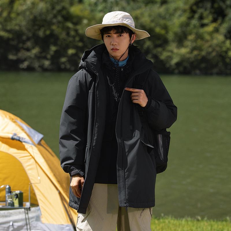 Li Ning CF Suo Red Velvet Hooded Windproof Moisture-Wicking Down Jacket Men Outerwear Black AYMU207-4