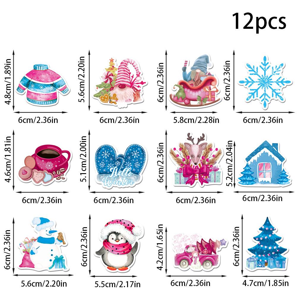 

Рождество, Мультяшные узоры льда и снега, Бумага, Флажки для украшения торта, Настольные украшения для вечеринки, Аксессуары для втыкания 12pcs