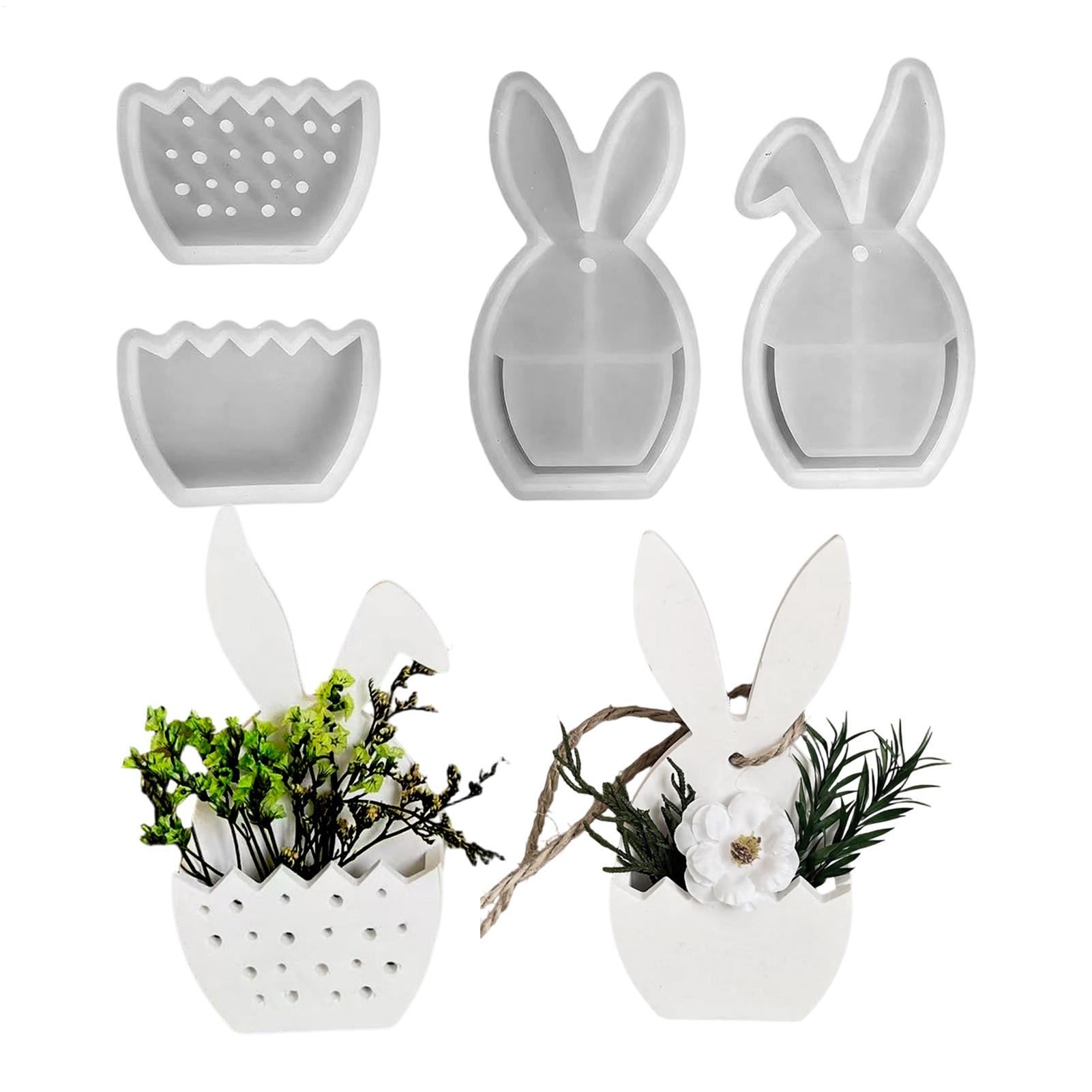 

Easter European Style Bunny Vase Decorative Pendant Wall 3D Hollow Rabbit Silicone Mould Hanging Storage Craft Tool CN