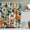 Luxury Floral Shower Curtain Set Waterproof Bath Decor With Orange White Flowers Print Modern Home Decor For Bathroom Available
