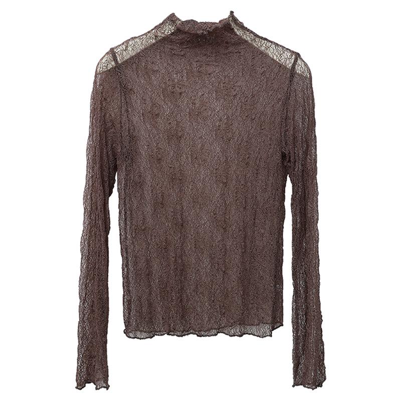 Spring Lace Design: Semi-High Neck Slim Top