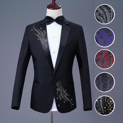 Pánske flitrované vystúpenia obleky - Slim fit javiskové kostýmy pre spevákov a moderátorov
