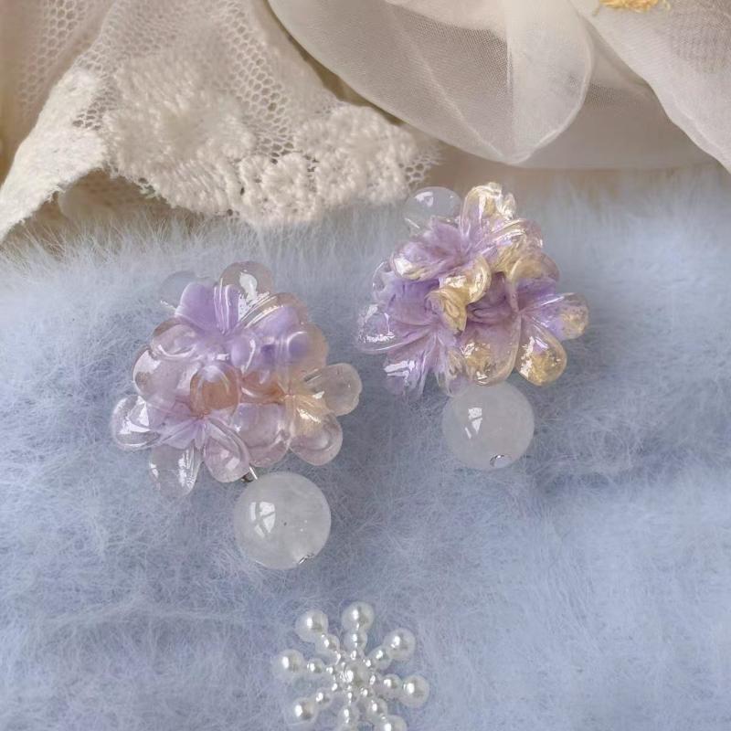 Resin Flower Tassel Drop Earrings Sweet Cute 1 Pair Non-irritating Ear Jewelry for Girls Beach Travel Daily Outfits