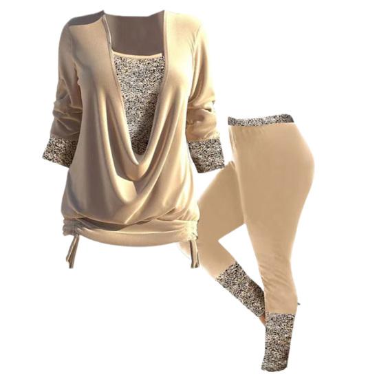 2 unids/set mujeres Top pantalones conjunto contraste Color brillante lentejuelas falsas dos piezas holgado manga larga cálido Casual