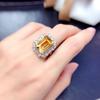 Light Luxury Imitation Natural Citrine Set Ring Pendant 10X12 Large Ring Face Lucky Yellow Diamond Necklace