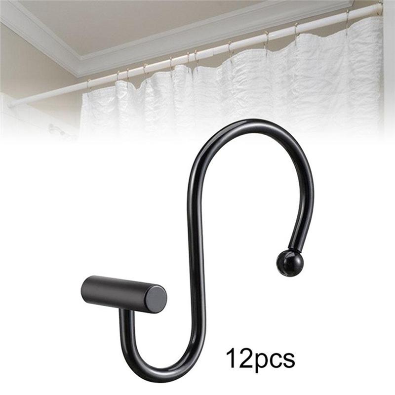 A44Z-Shower Curtain Hooks, Rust Proof Shower Curtain Rings For Bathroom,Metal Decorative Shower Curtain Hooks Hangers