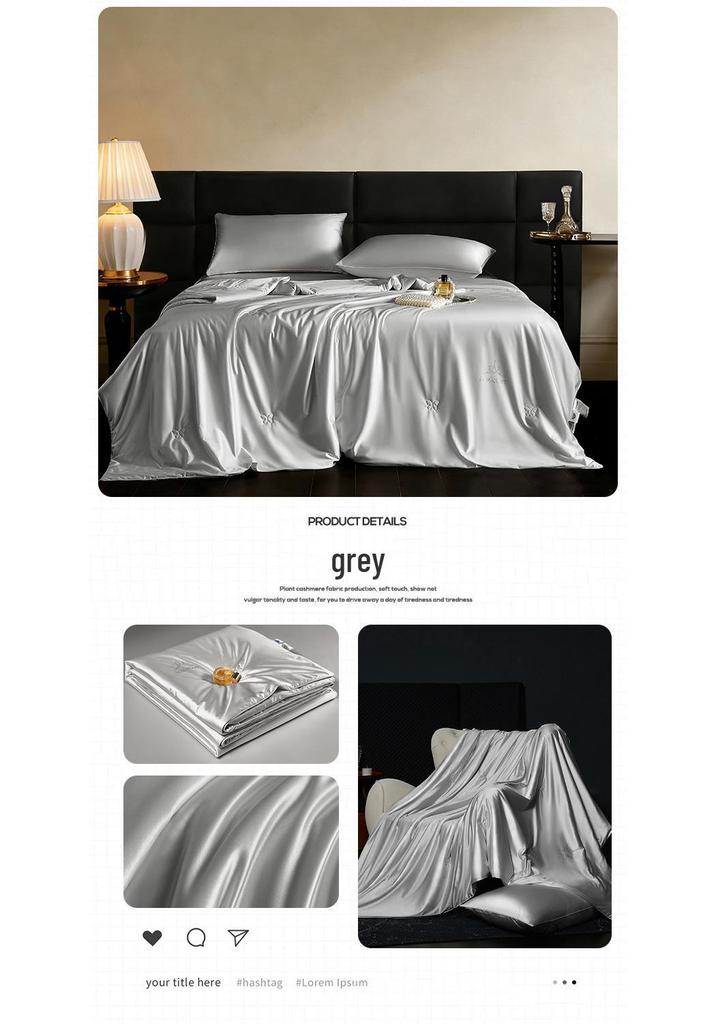 Mulberry Silk Summer Quilt Set: Washable, Cool, Luxurious Four-Piece Gift.