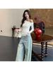 Women's Asymmetrical Off-Shoulder Slim-Fit Long Sleeve Top in White - Autumn 2025 Design