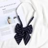 Black Tie Japanese Academy Style No-Iron Shirt with Decorative Bow Tie - Women DK Hand-Knit Grey Stripe for Men