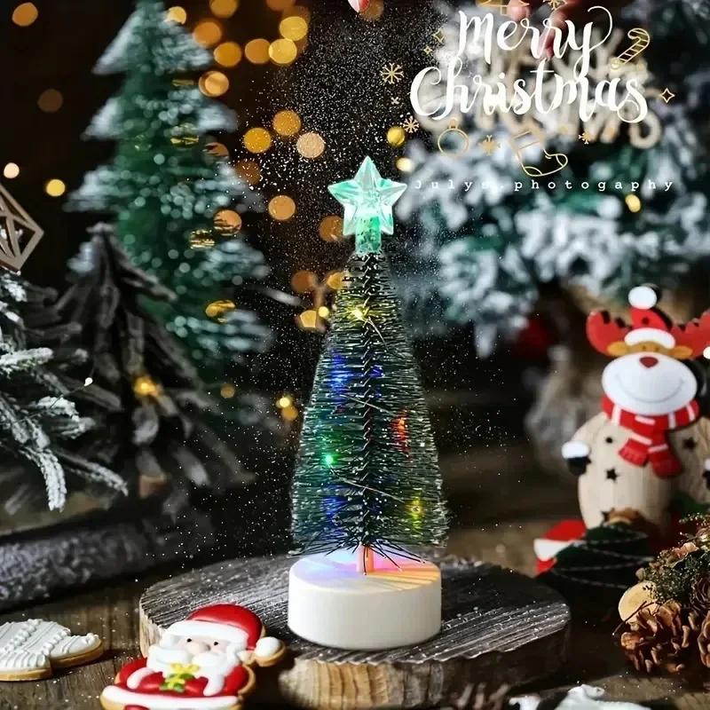 Mini LED1-20PCS Christmas Tree Desktop Tabletop Artificial Xmas Tree Holiday Party Home Office Decoration
